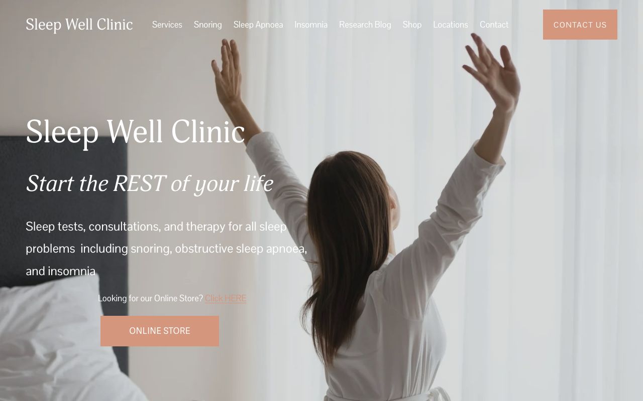 Preview of Sleep Well Clinic's website