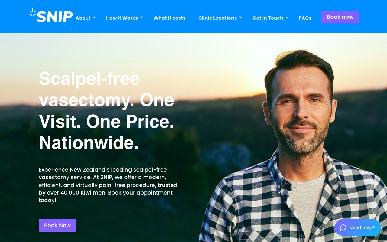 Preview of Snip Vasectomy's website