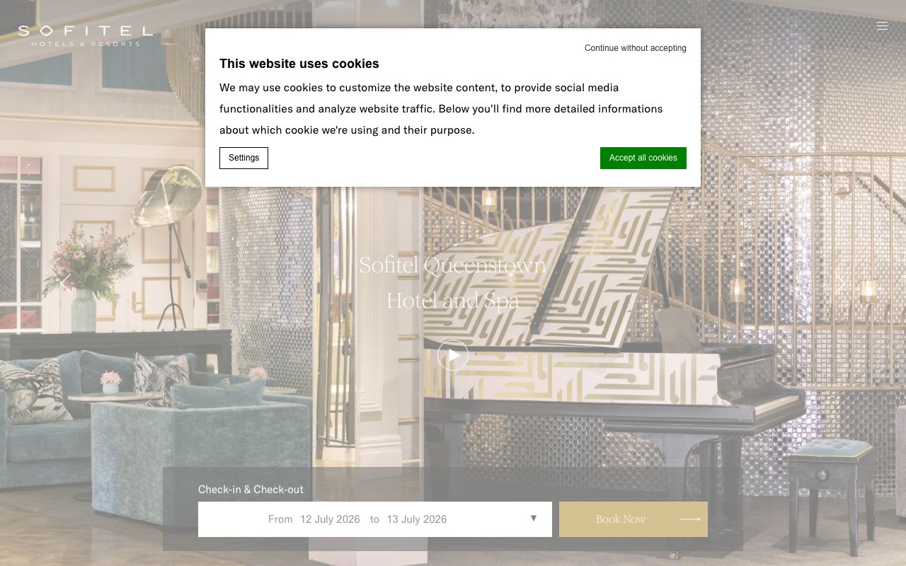 Preview of Sofitel Hotel Queenstown's website