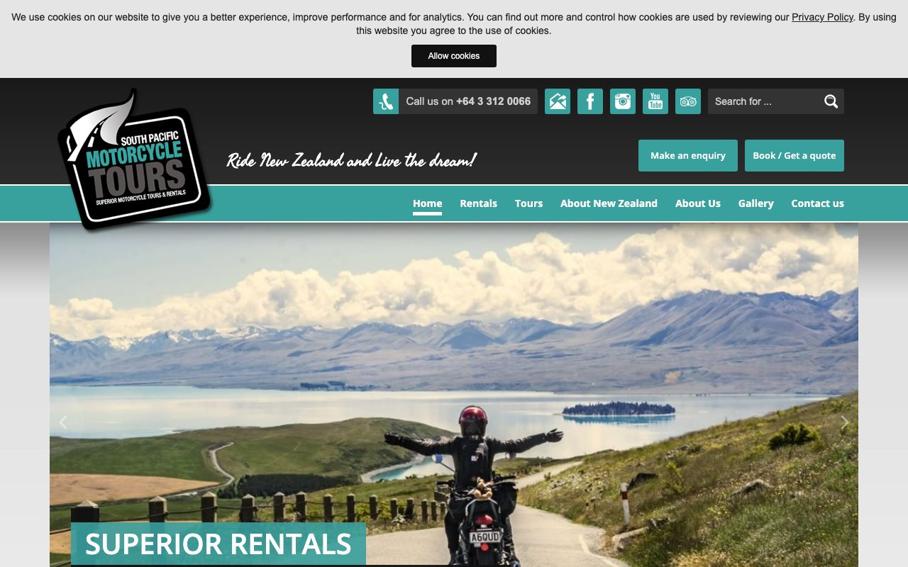 Preview of South Pacific Motorcycle Tours's website