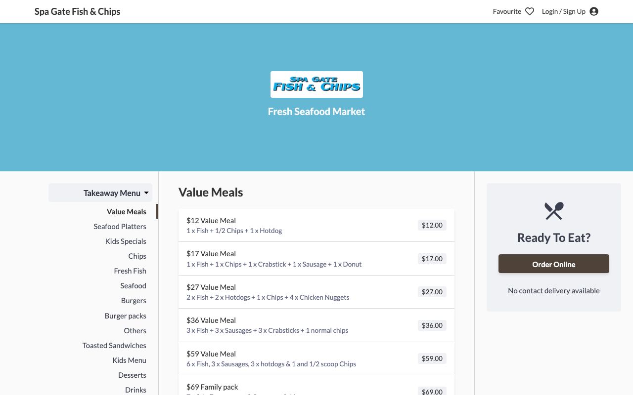 Preview of Spa Gate Fish and Chips's website