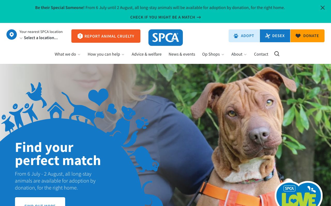 Preview of SPCA Op Shop's website