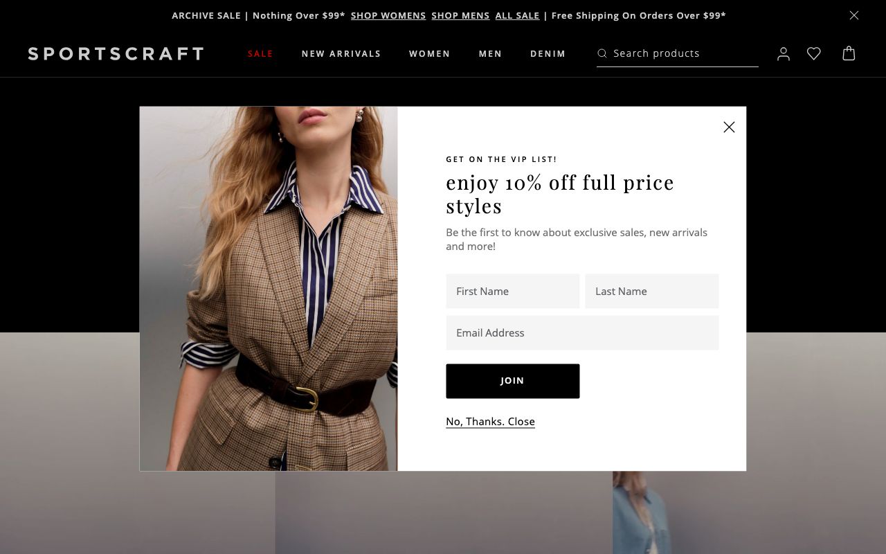 Preview of Sportcraft Men's website