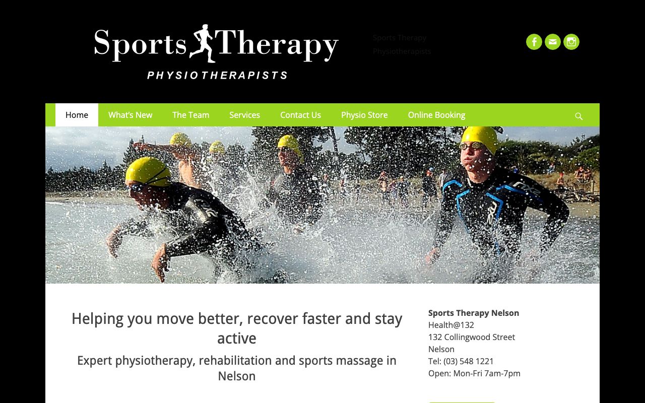 Preview of Sports Therapy's website