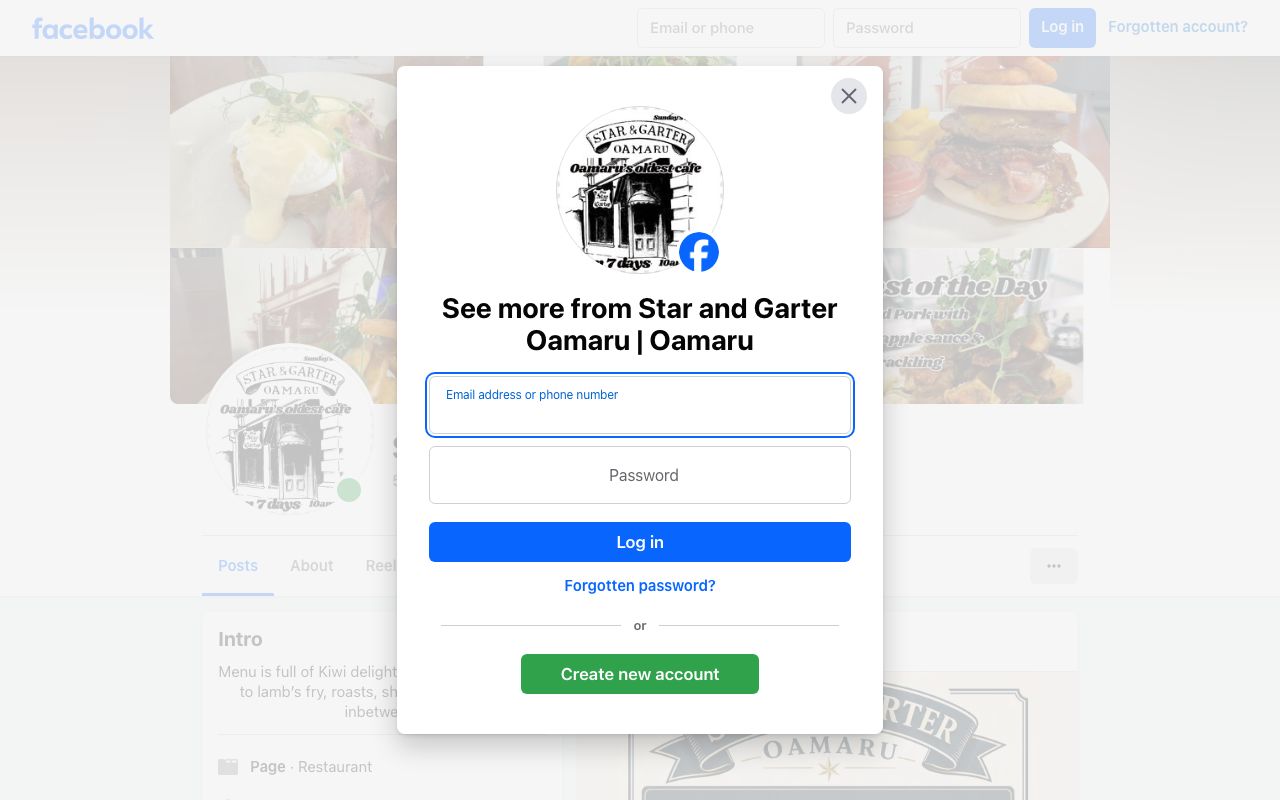 Preview of Star & Garter Restaurant's website
