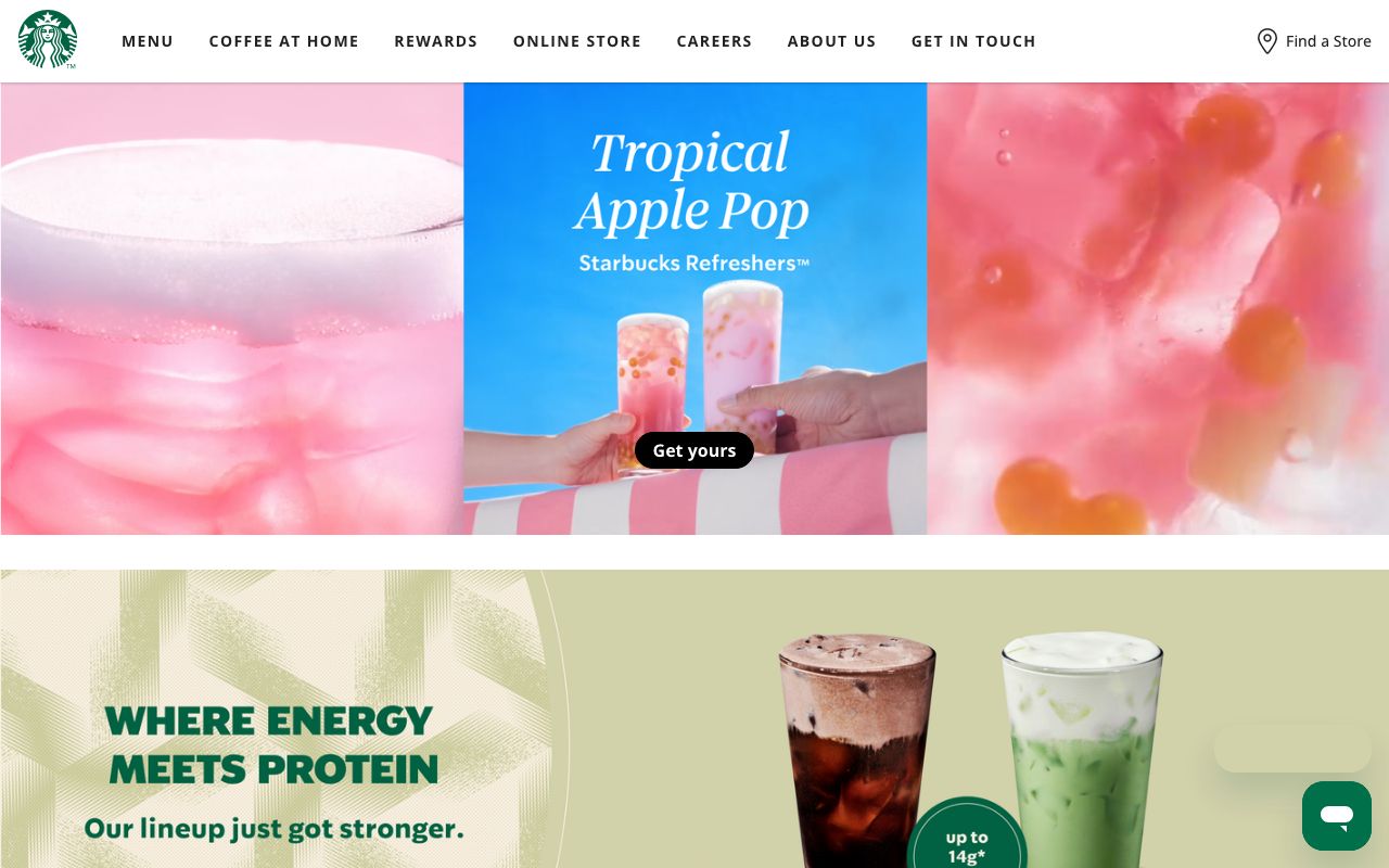Preview of Starbucks's website