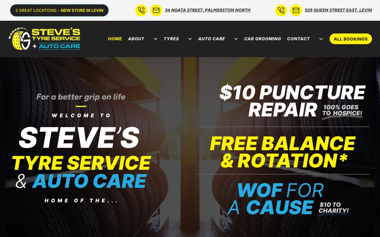 Preview of Steve Tyre Shop's website