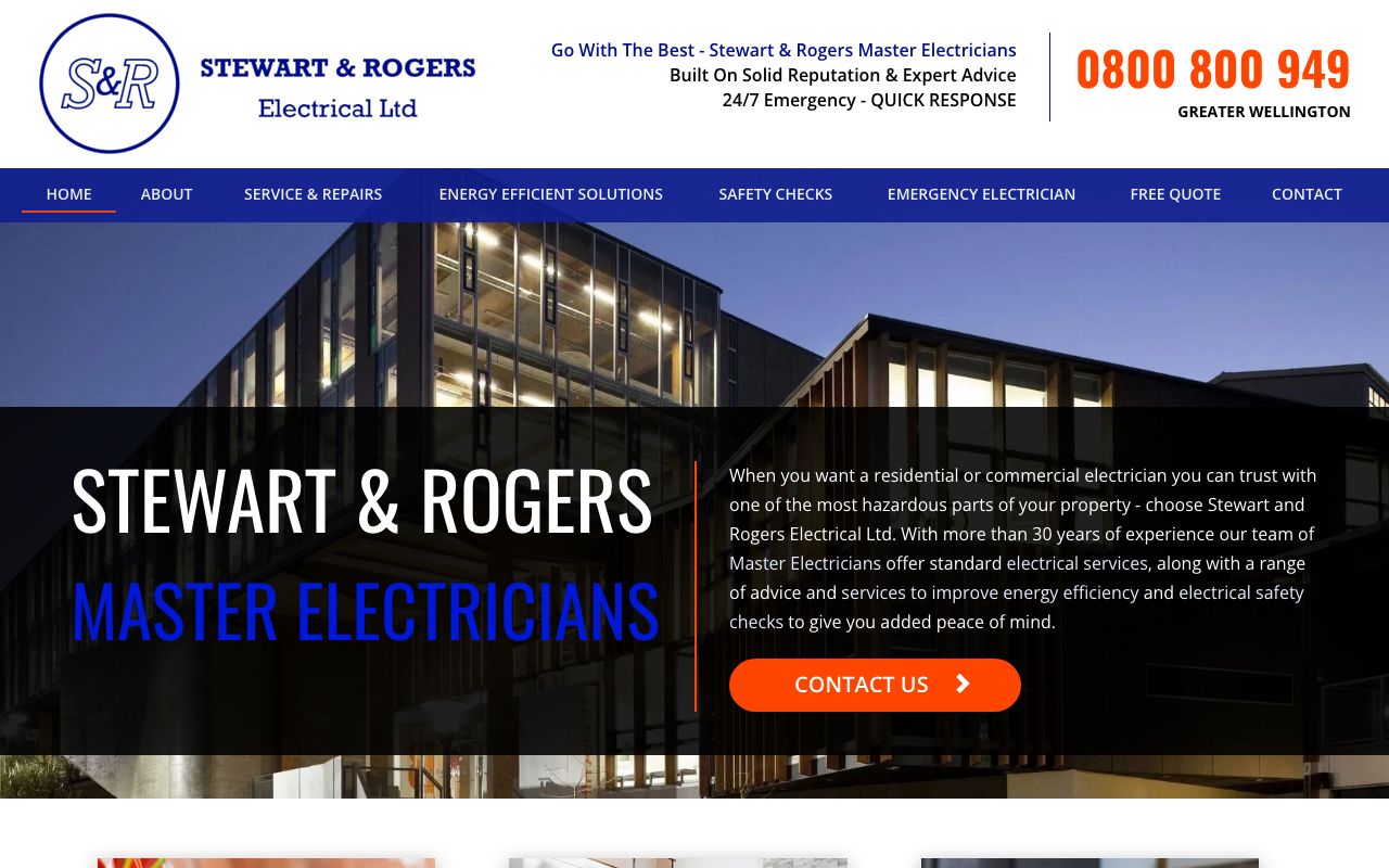 Preview of Stewart & Rogers Electrical's website