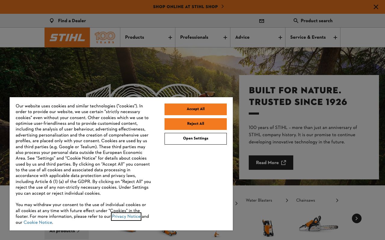 Preview of STIHL Shop's website