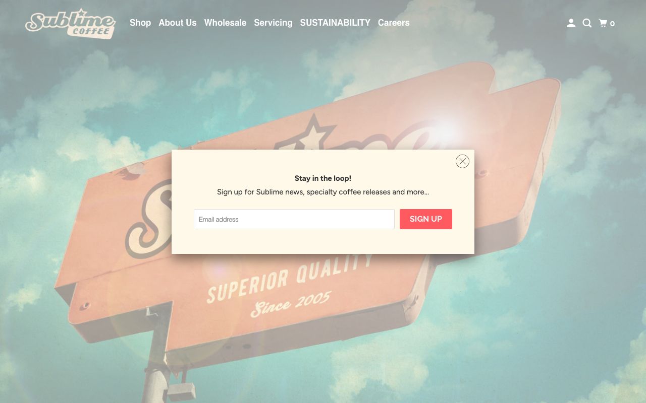 Preview of Sublime Coffee Roasters's website