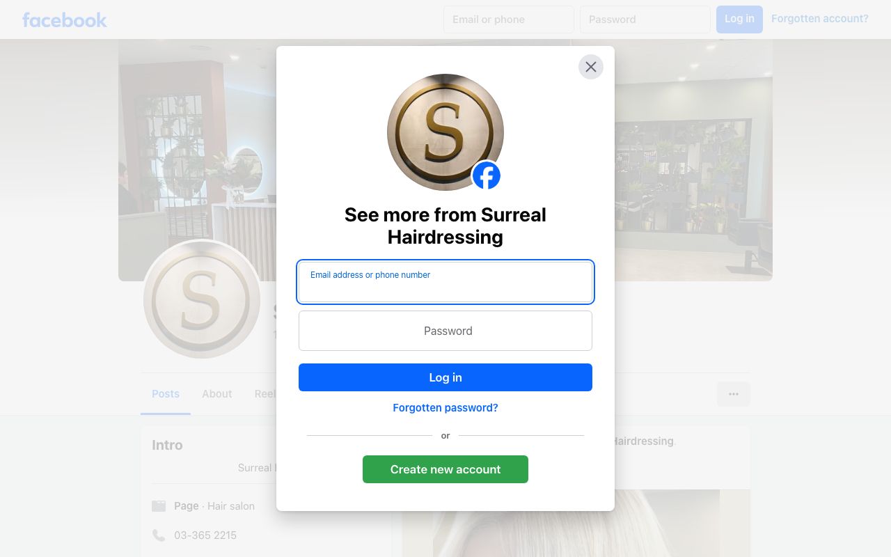 Preview of Surreal Hair & Beauty's website