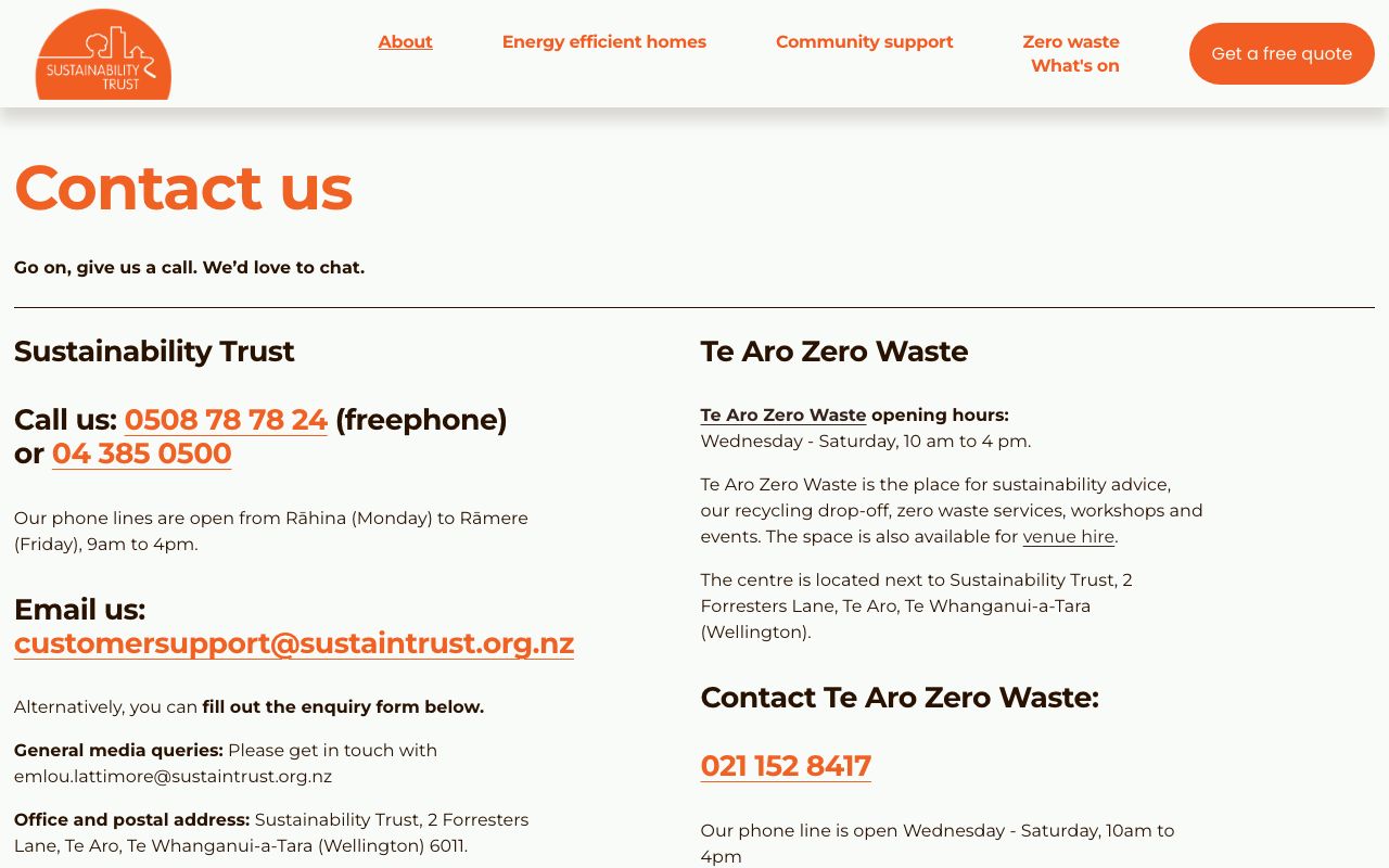 Preview of Sustainability Trust's website
