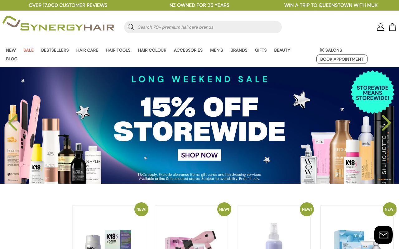 Preview of Synergy Hair's website