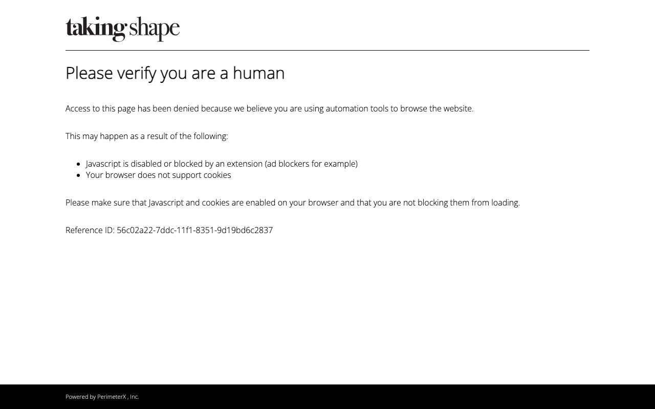 Preview of Taking Shape's website