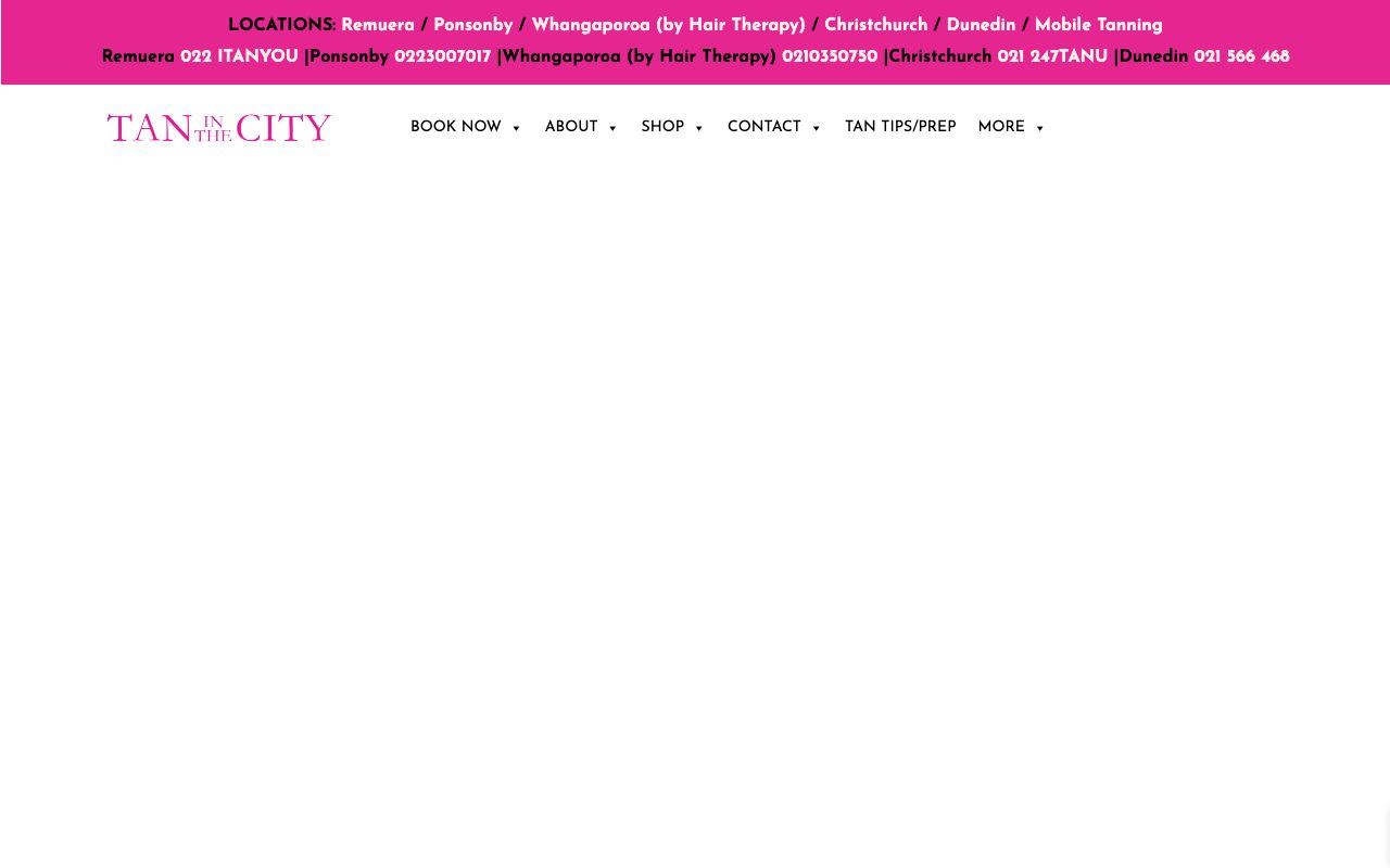 Preview of Tan in the City's website