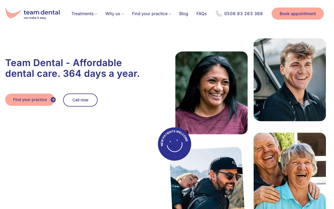 Preview of Team Dental's website