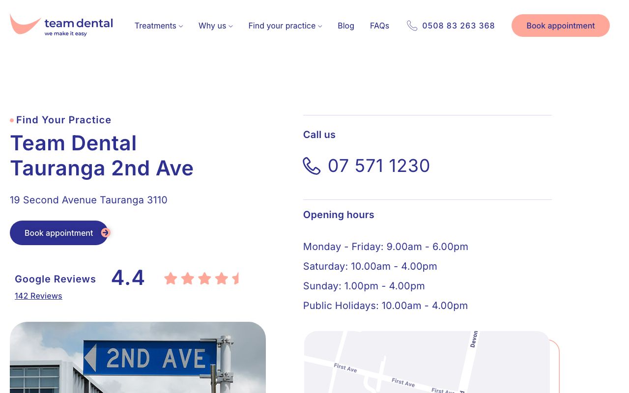 Preview of Team Dental's website