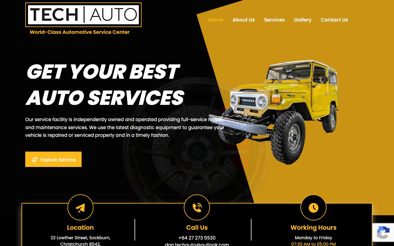 Preview of Tech Auto's website