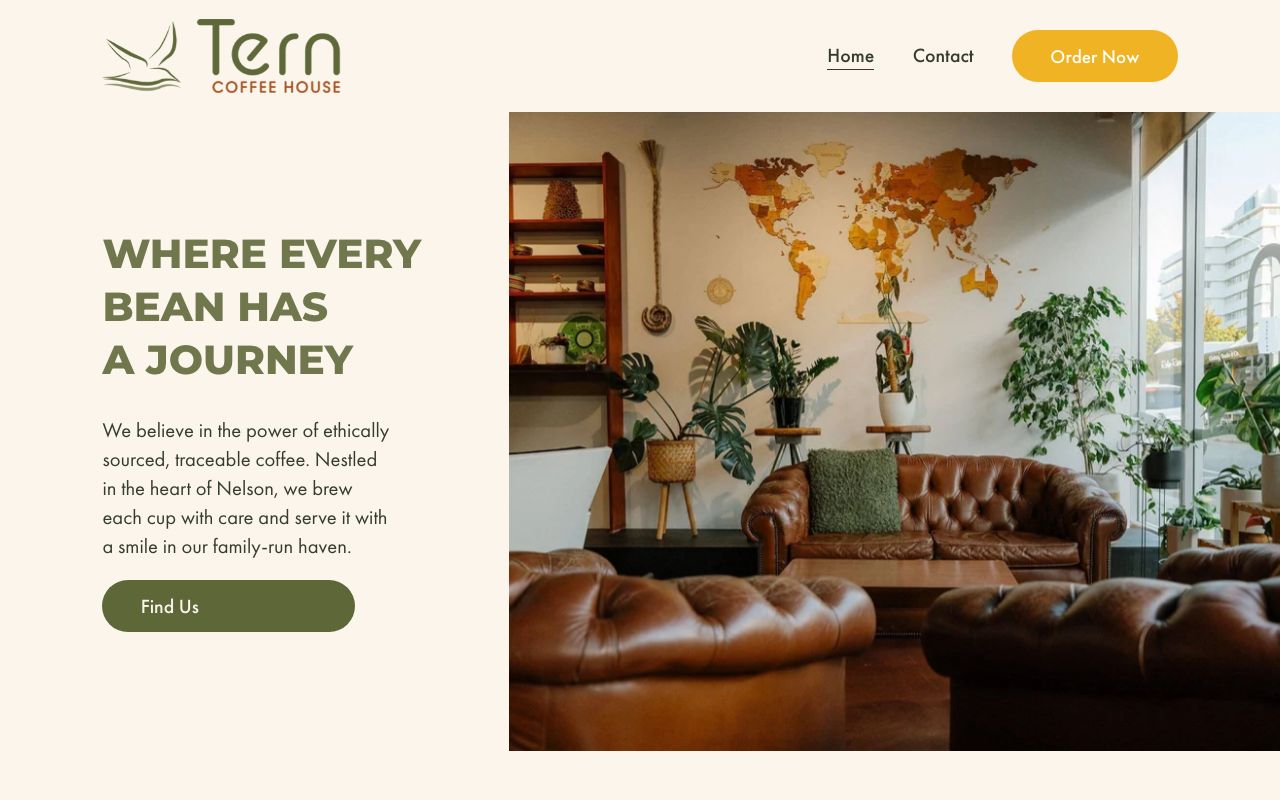 Preview of Tern Coffee House's website