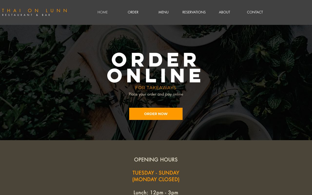 Preview of Thai On Lunn's website