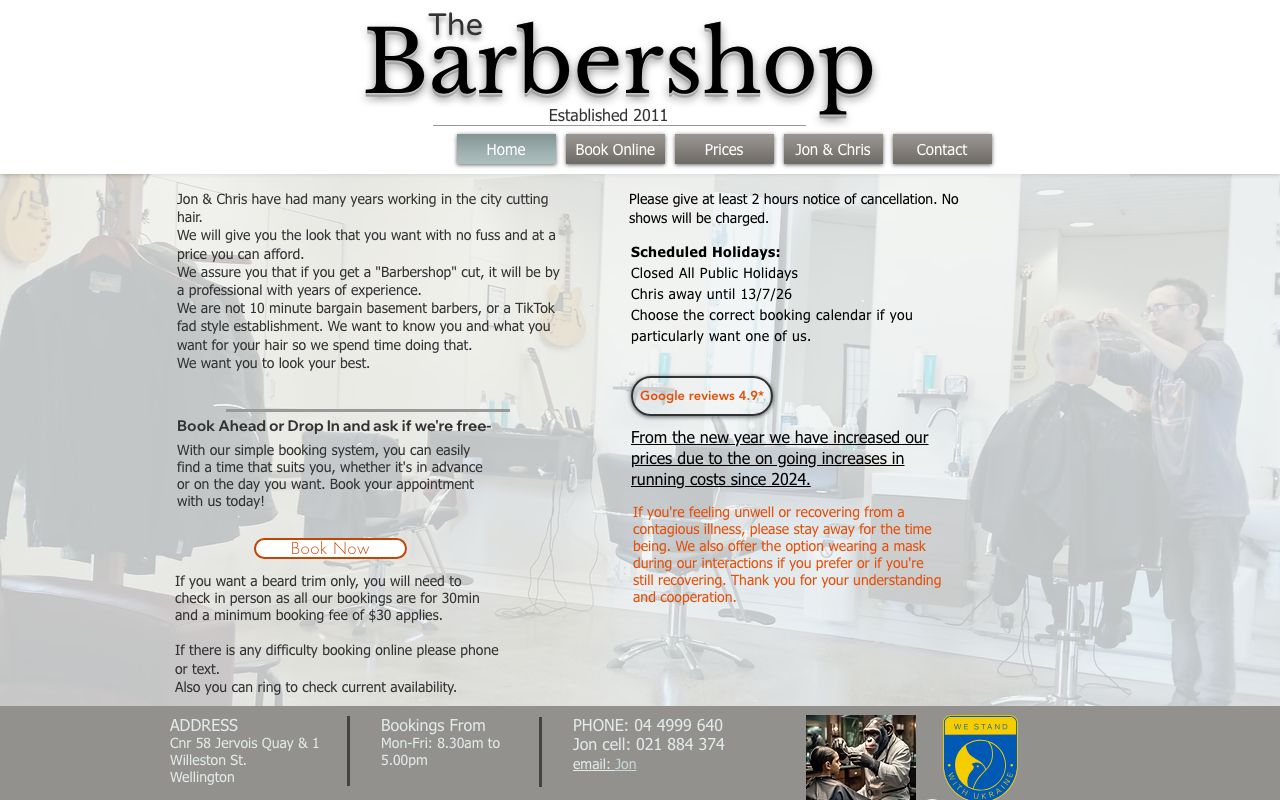 Preview of The Barbershop's website