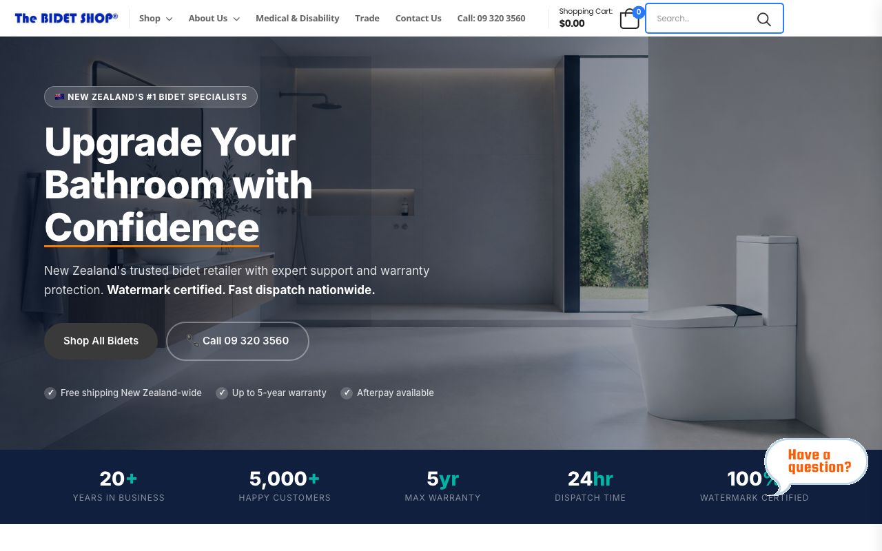 Preview of The Bidet Shop's website