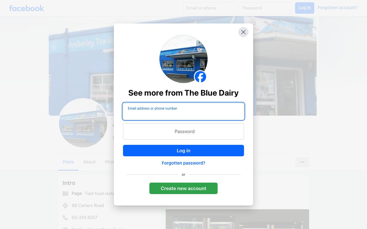 Preview of The Blue Dairy's website