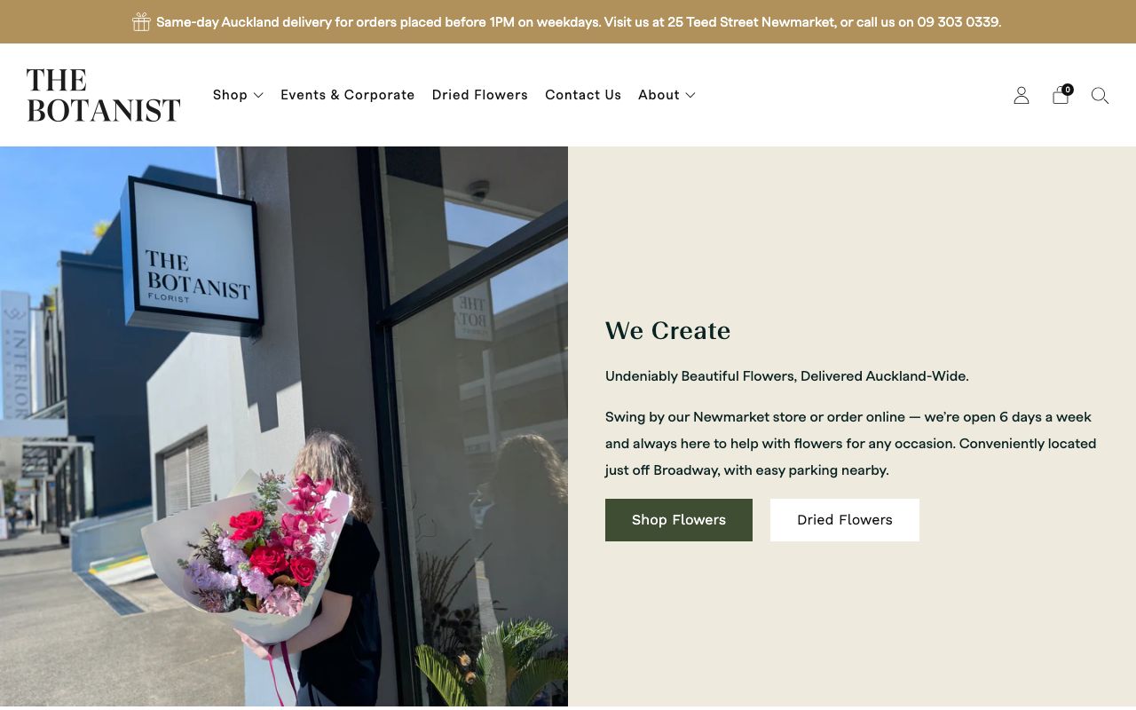 Preview of The Botanist's website