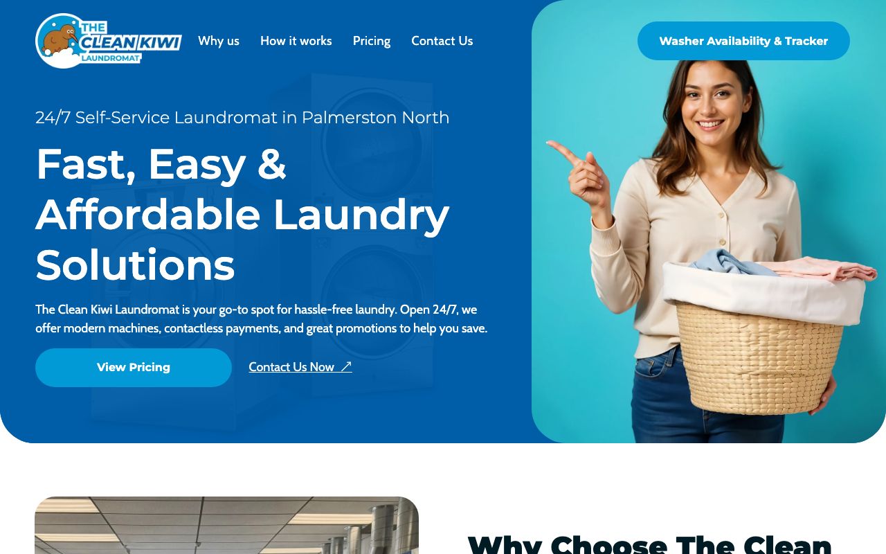 Preview of The Clean Kiwi Laundromat's website