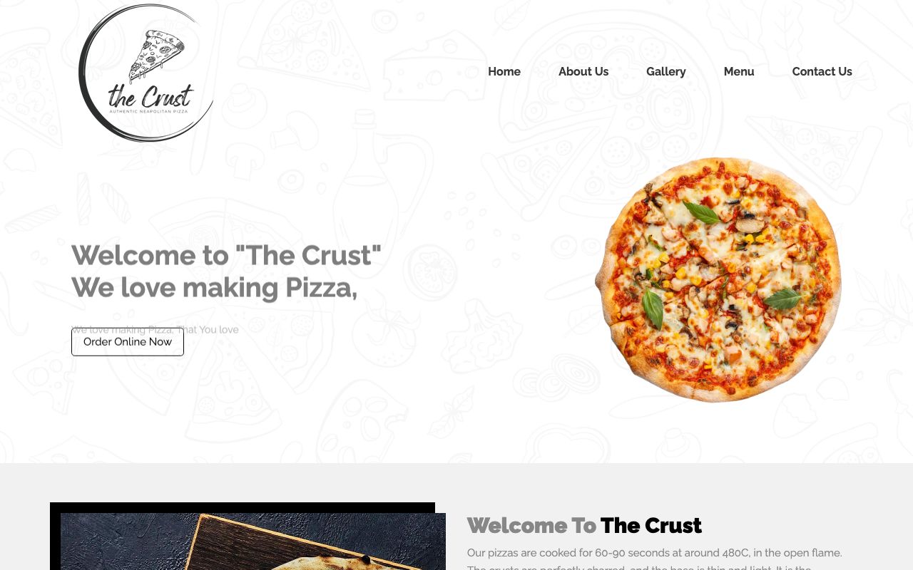 Preview of The Crust's website