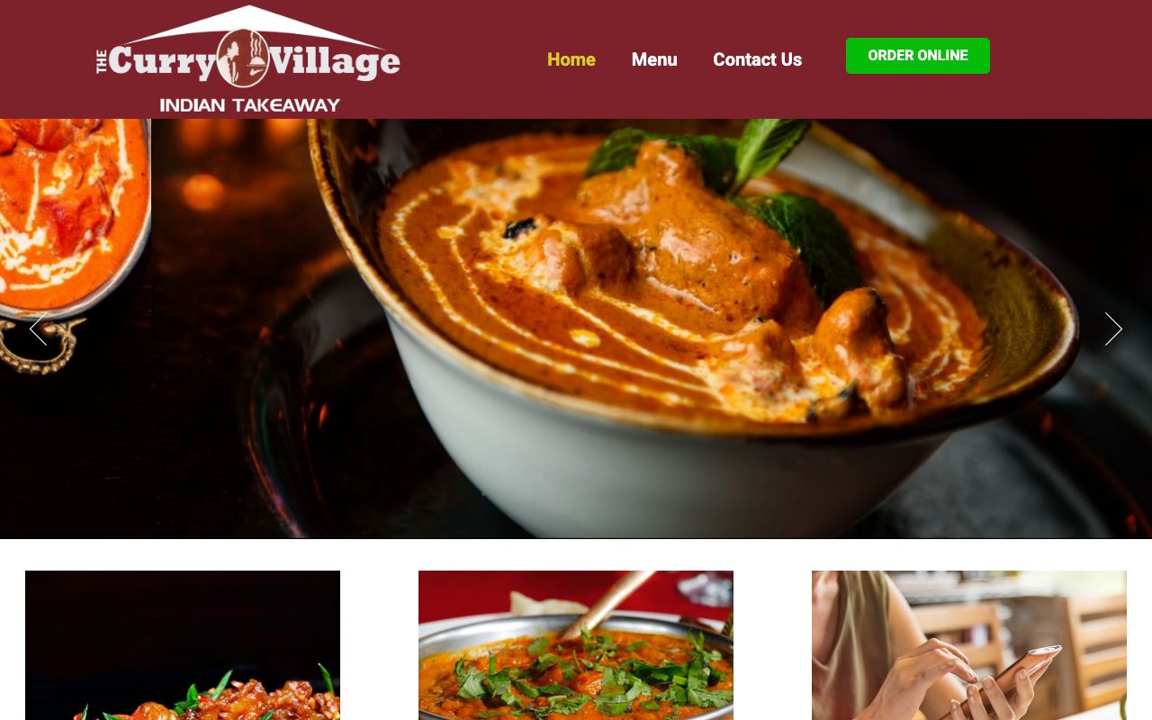 Preview of The Curry Village's website