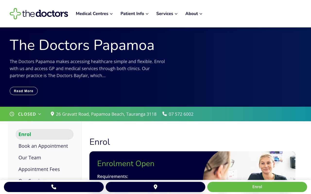 Preview of The Doctors Papamoa's website