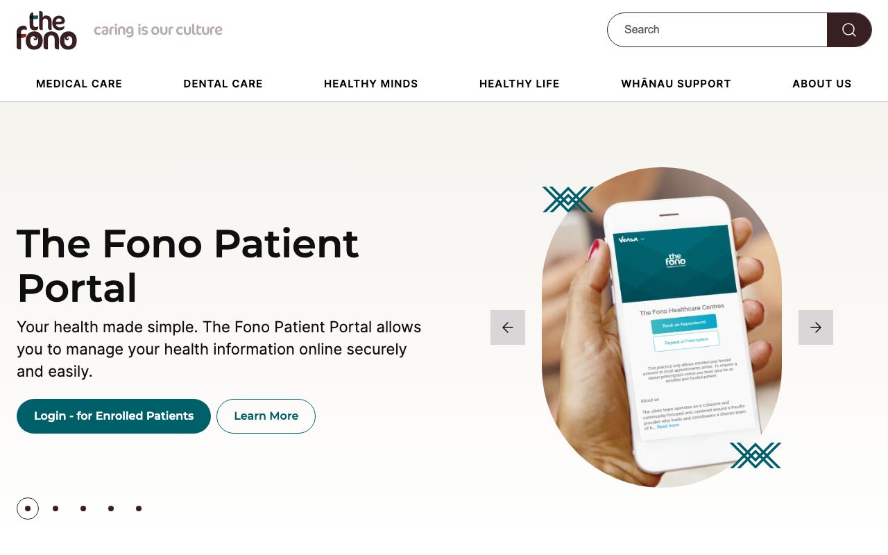 Preview of the fono HealthCare Centre's website