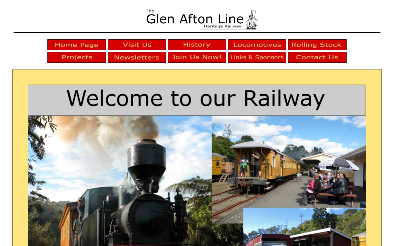 Preview of The Glen Afton Line Heritage Railway's website