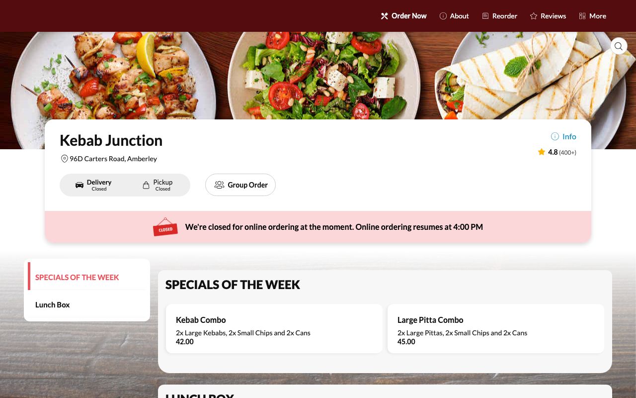 Preview of The Kebab Junction's website