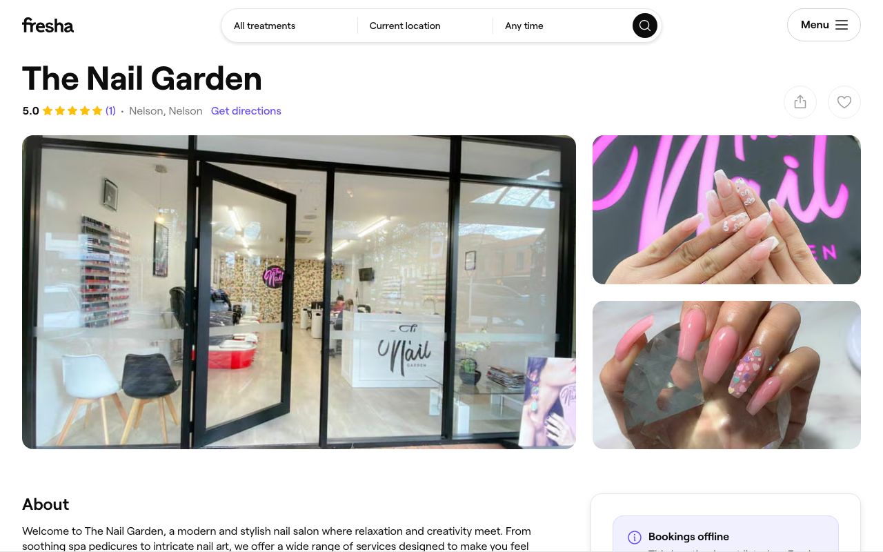 Preview of The Nail Garden's website