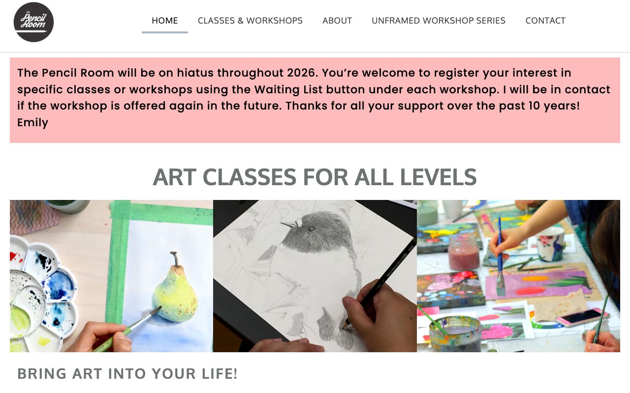 Preview of The Pencil Room's website