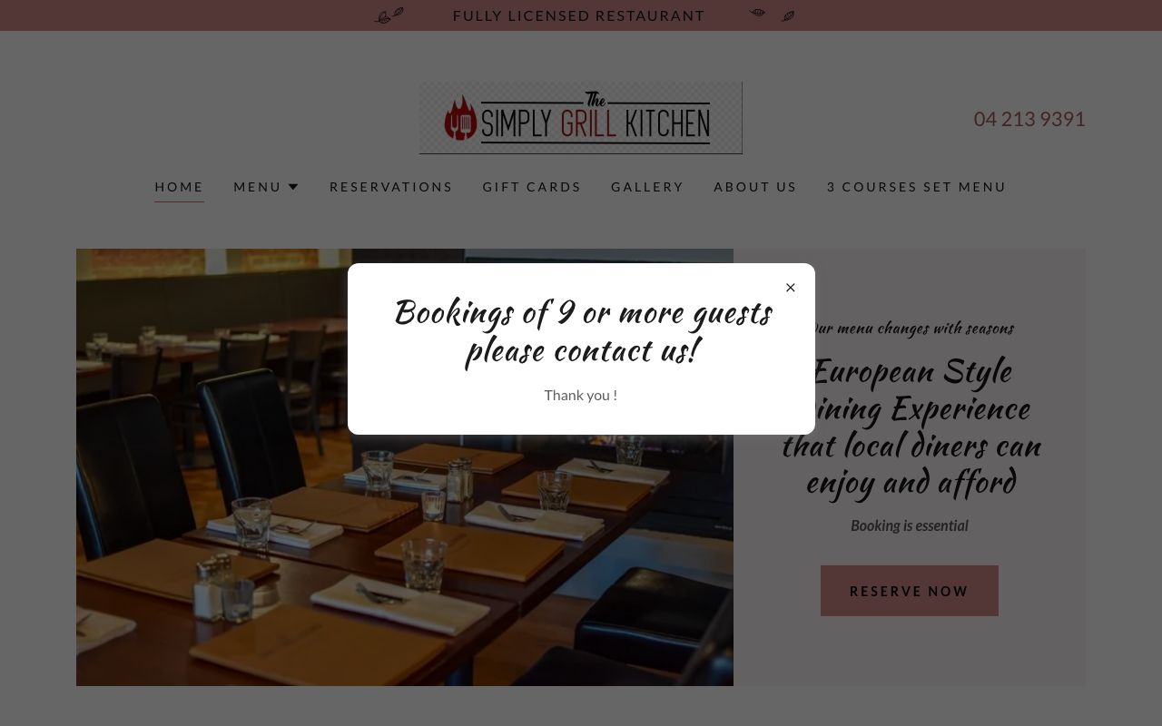 Preview of The Simply Grill Kitchen's website