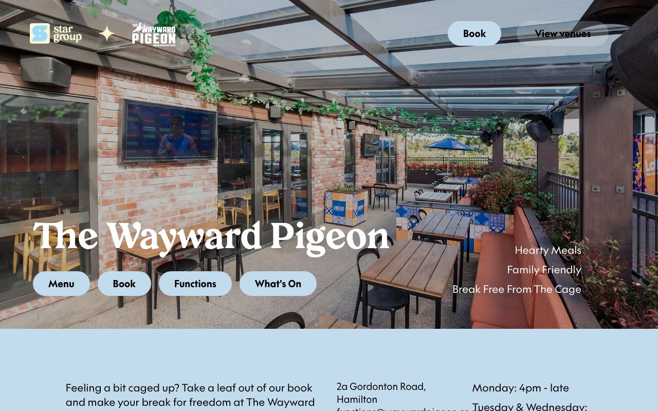 Preview of The Wayward Pigeon's website