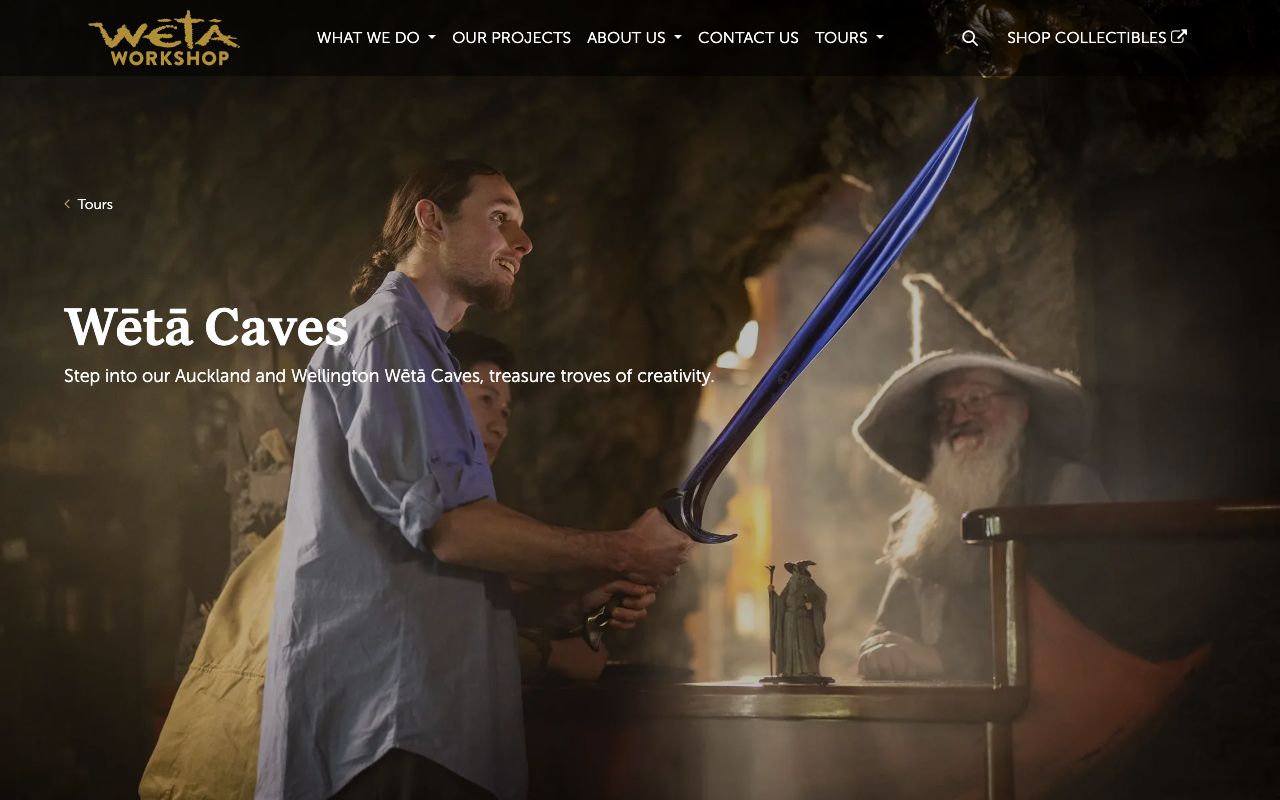 Preview of The Wētā Cave's website