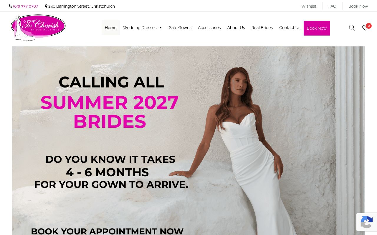 Preview of To Cherish's website