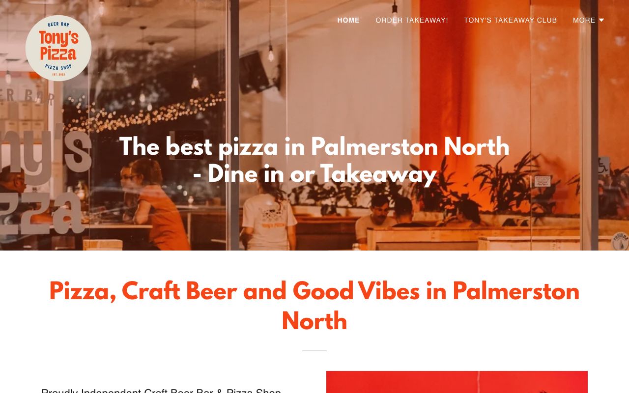 Preview of Tony's Pizza's website