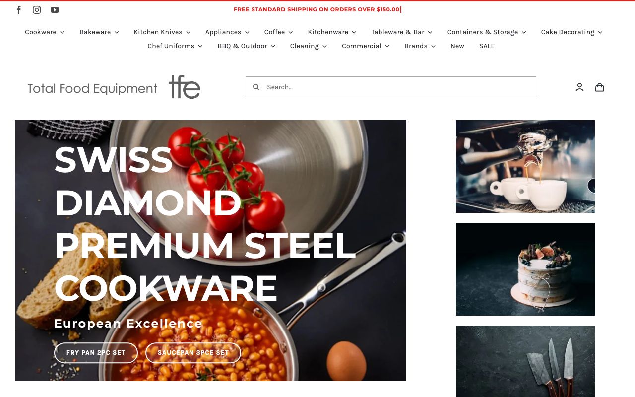 Preview of Total food Equipment's website