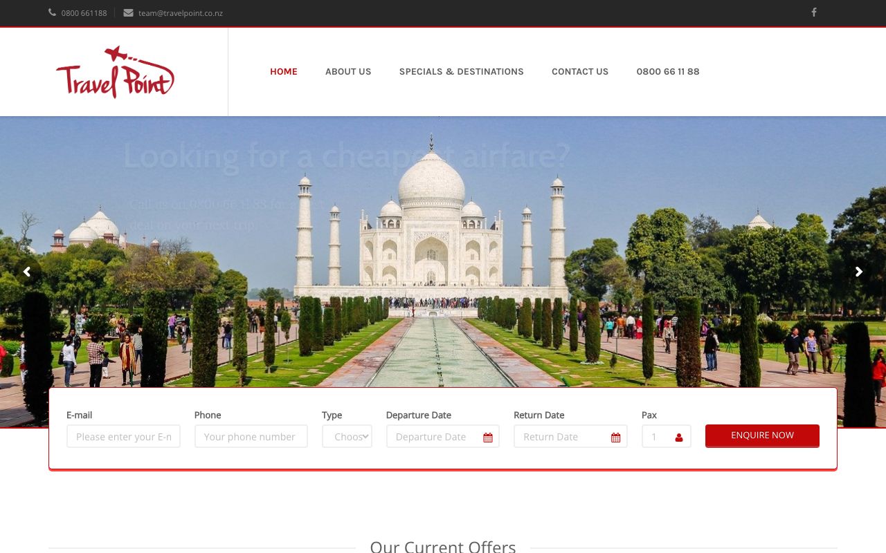 Preview of Travel Point's website