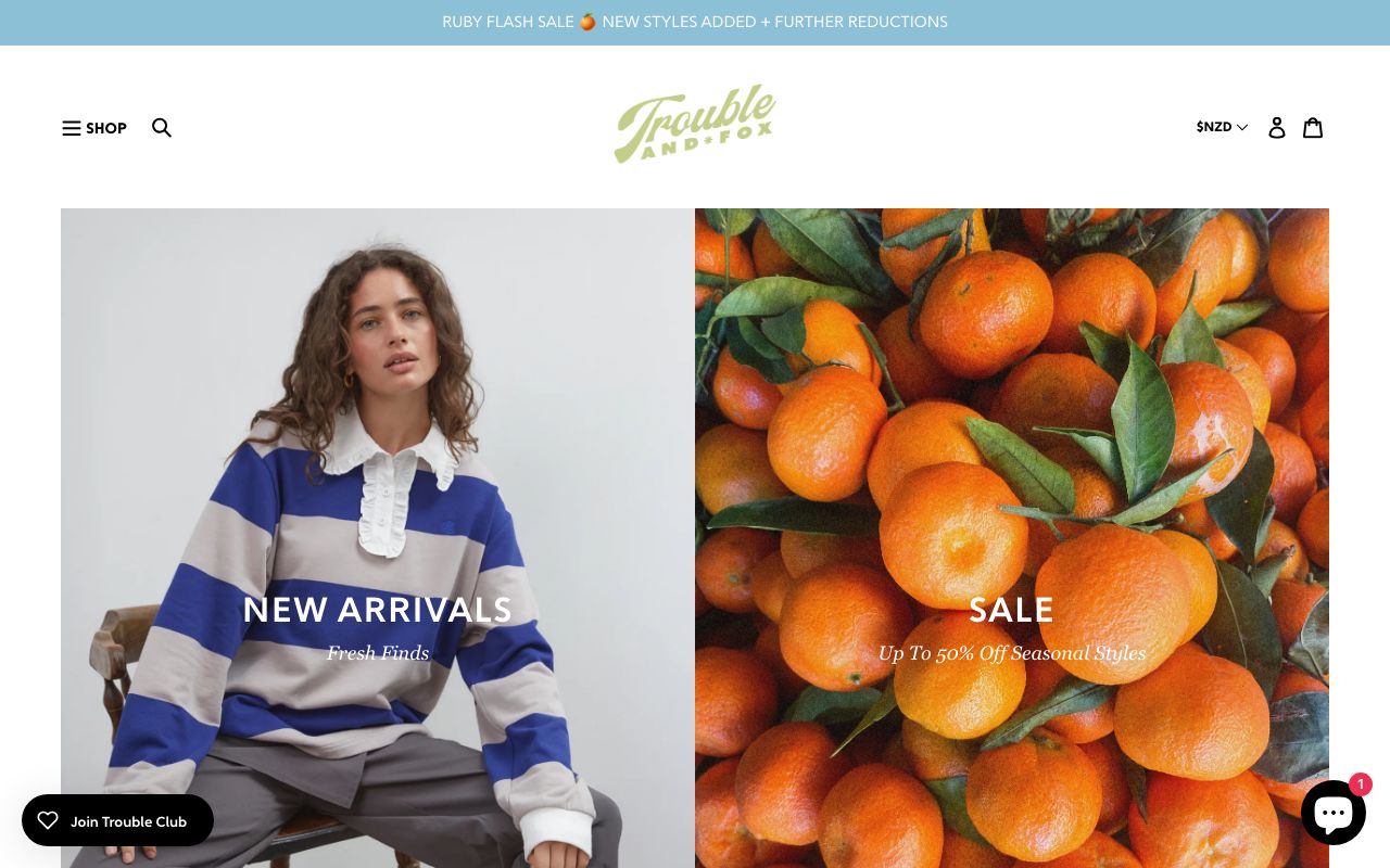 Preview of Trouble and Fox's website