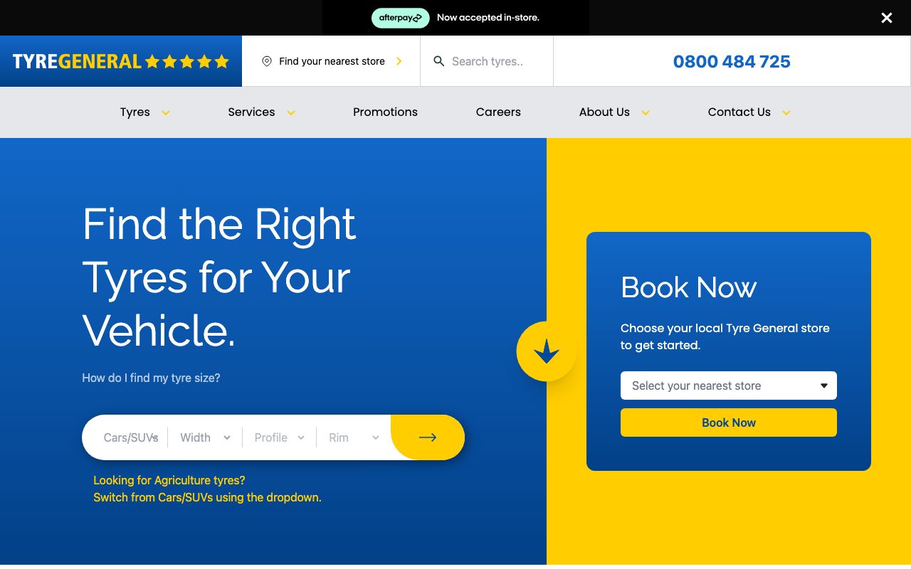 Preview of Tyre General's website