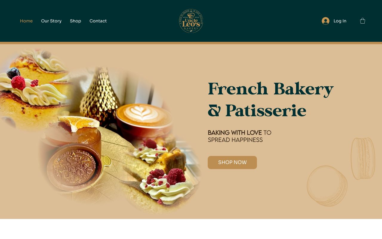 Preview of Uncle Leo's Bakery's website