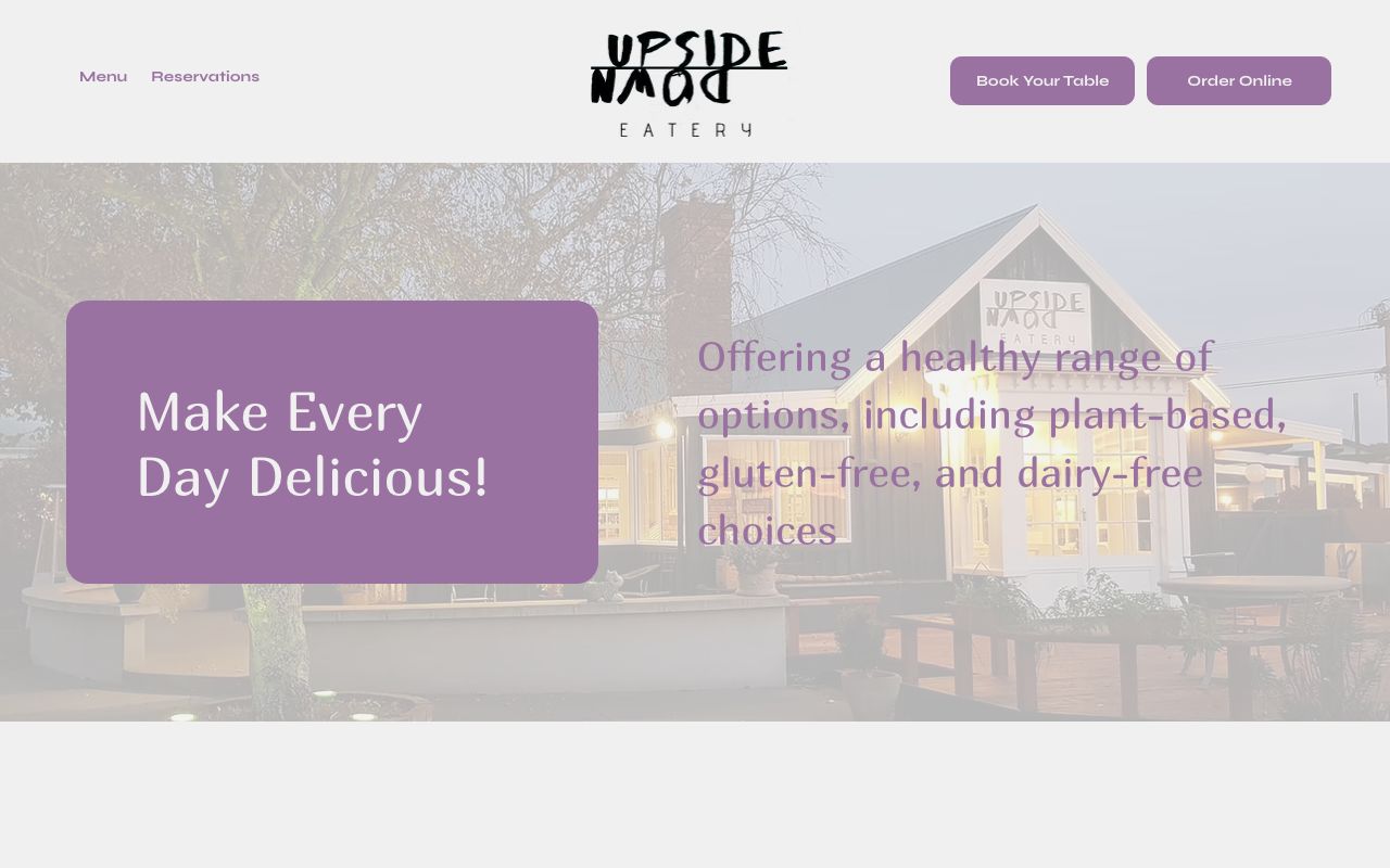 Preview of Upside Down Eatery's website