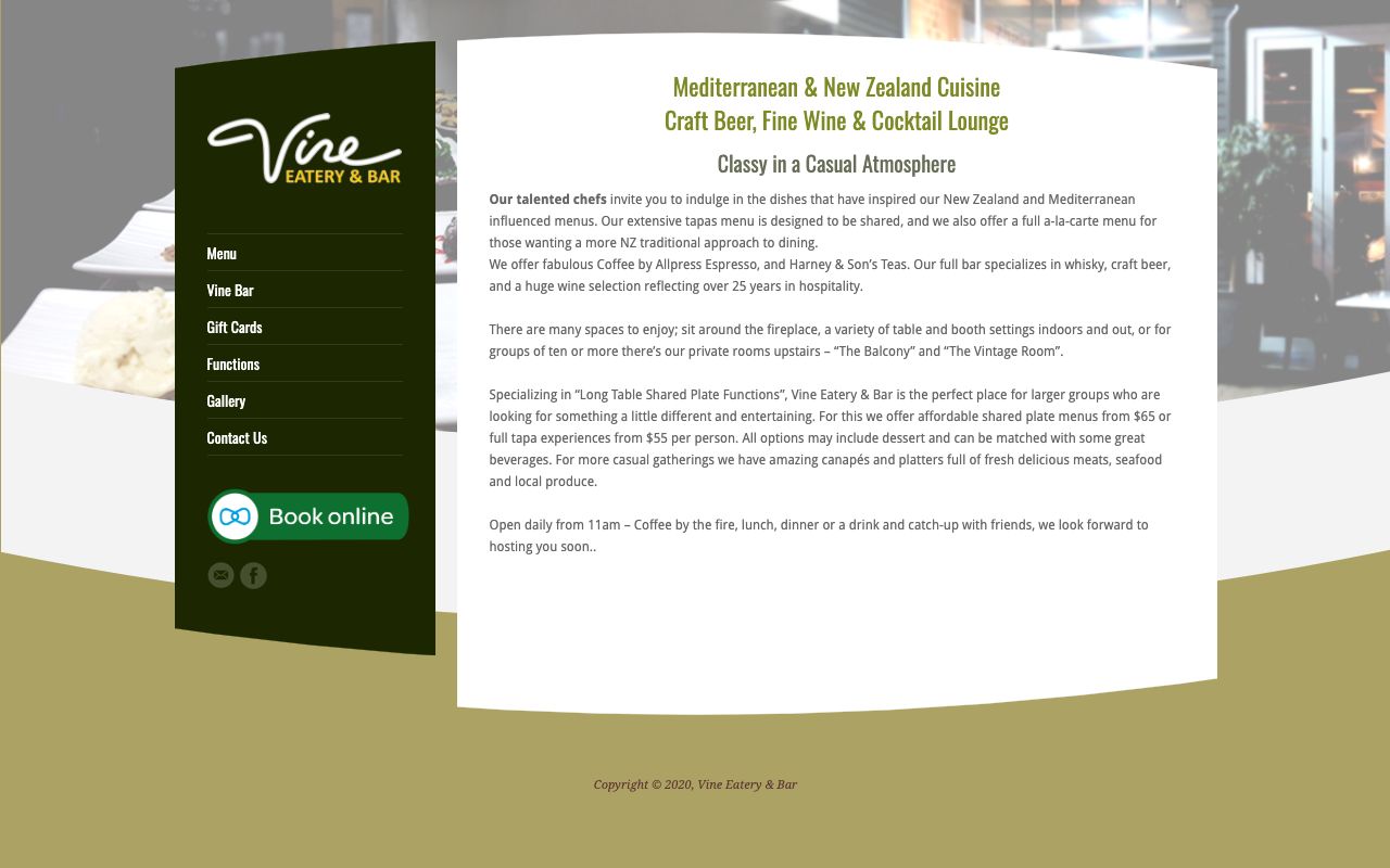 Preview of Vine Eatery and Bar's website
