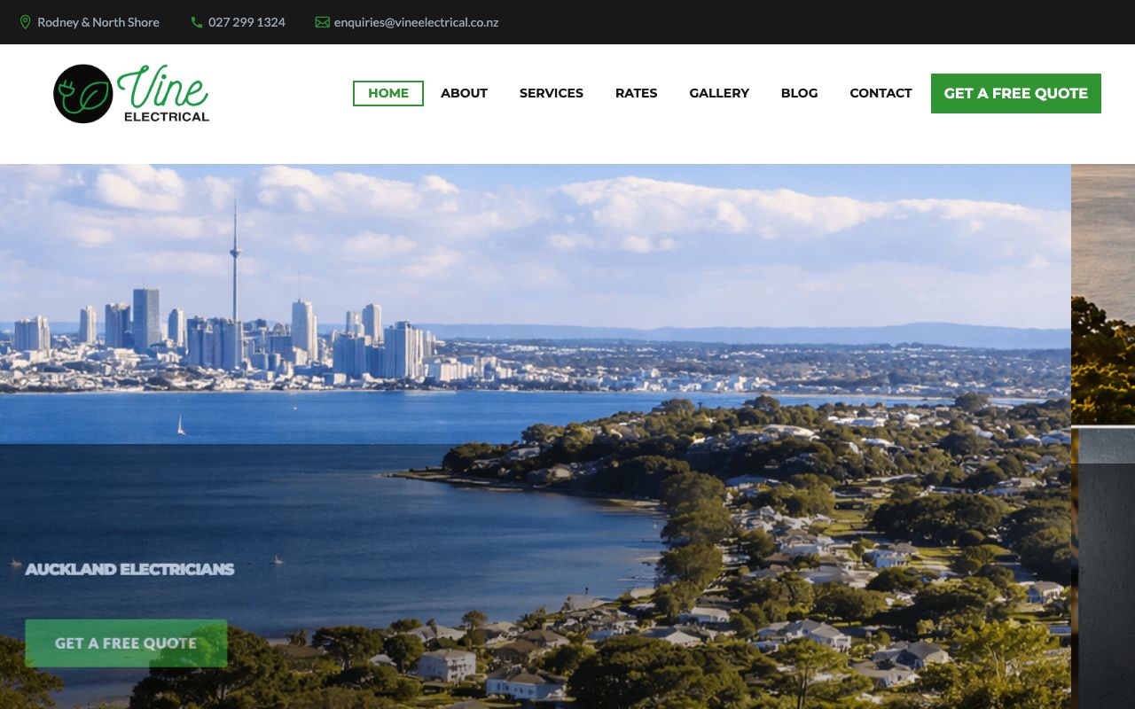 Preview of Vine Electrical's website
